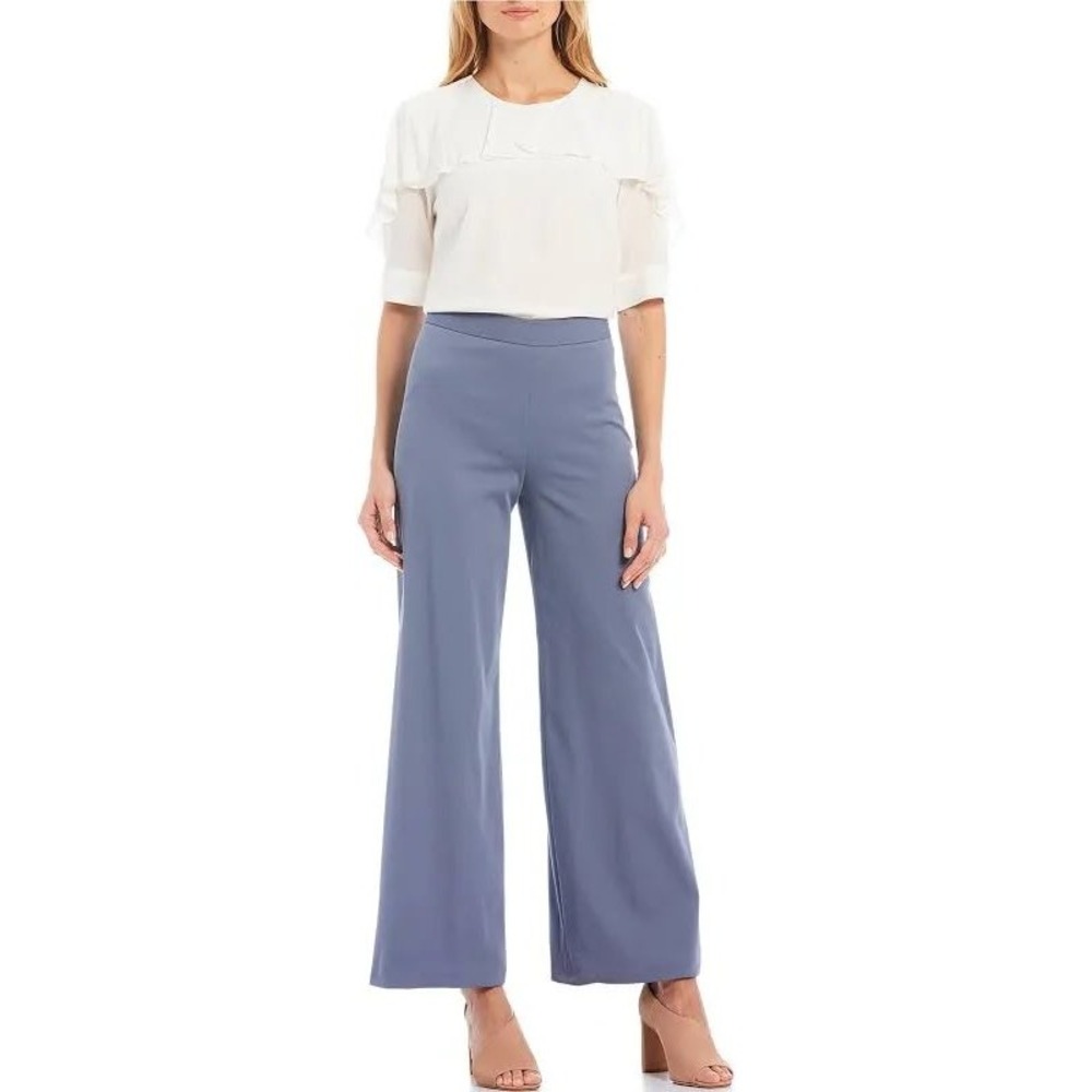 Antonio Melani Wide Leg Dress Pants High Waist Career Blue Size 14